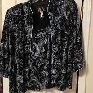 Alex Evenings Black and Blue Paisley Jacket